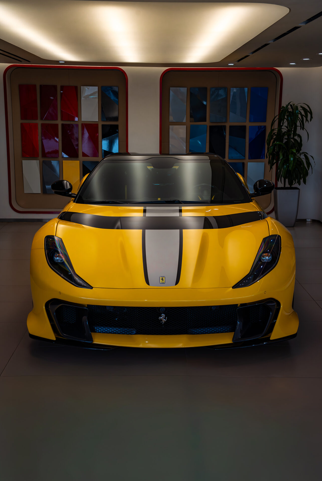 Yellow Ferrari front detail