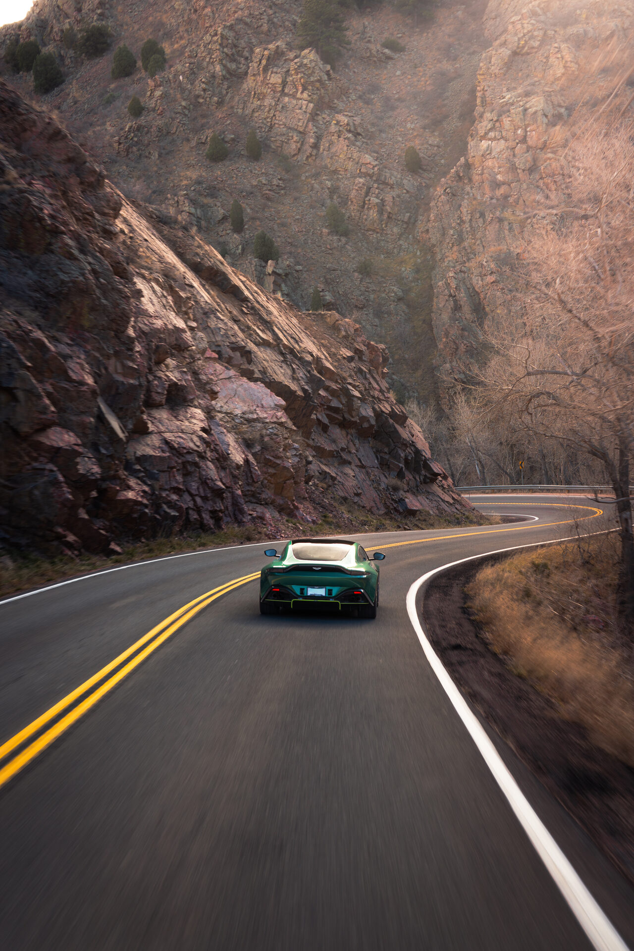 Car on mountain road wide