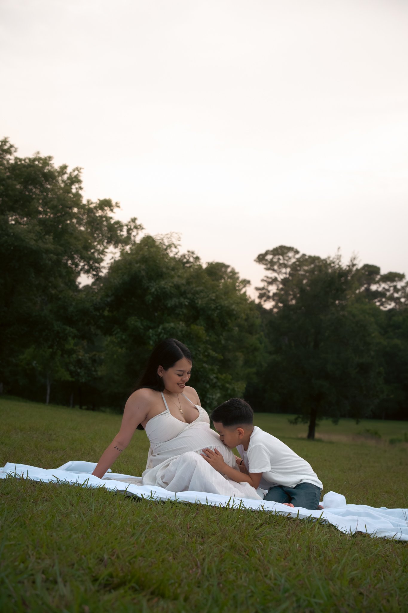 Maternity portrait with son at sunset