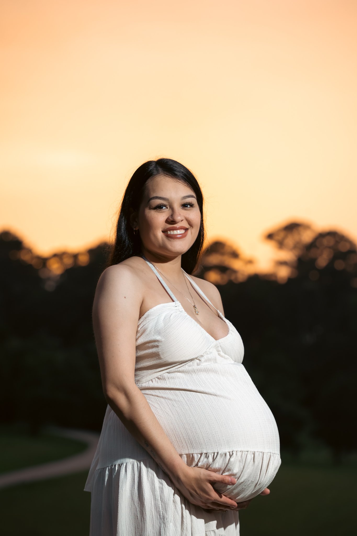 Maternity portrait at golden hour